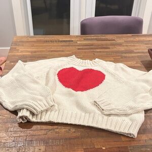 GAP Cream Sweater with Red Heart